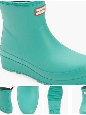 NEW Hunter Play Short Rain Boots Womens 7 Mint Festival Waterproof Ankle